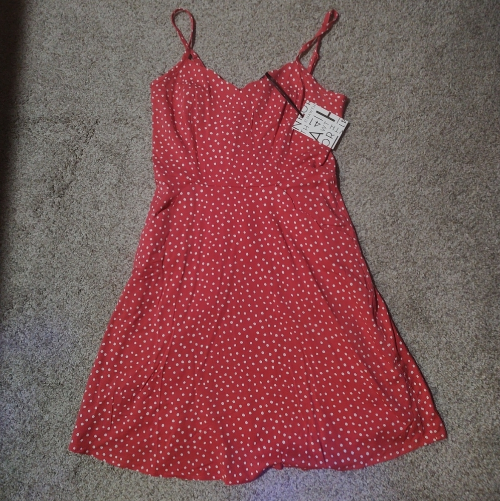41Hawthorne Spring Dress Small Coral polkadot